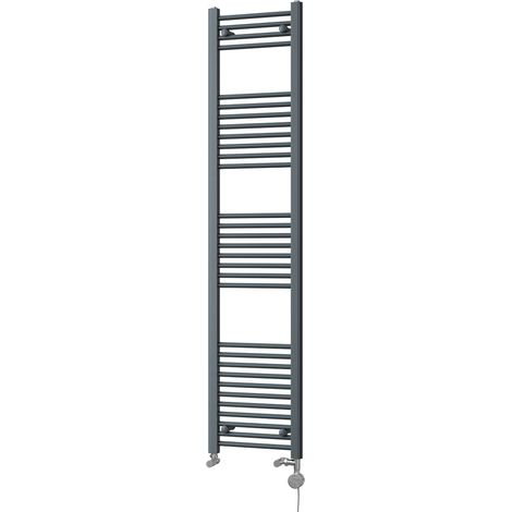 Zennor - Anthracite Dual Fuel Towel Rail H1800mm x W400mm Thermostatic - Straight (1/3)