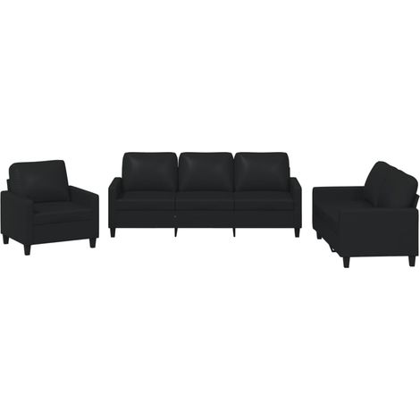 Maison Exclusive - Set di Divani 3 pz con Cuscini Nero in Similpelle