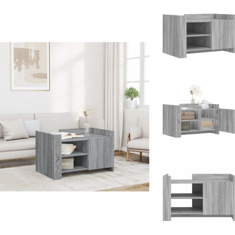 Table basse sonoma gris 80x50x50 cm Bois d'ingénierie - Table Basse - Meuble Salon - Table D'appoint - Table Design - Table Ronde (1/5)