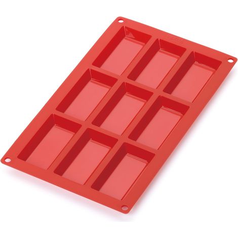 1 - Moule Pâtisserie - Silicone Platine - 9 Cavités Financier - Cuisson Four Et Lave-vaisselle - Usage Domestique - Rouge - 28x18cm (1/4)
