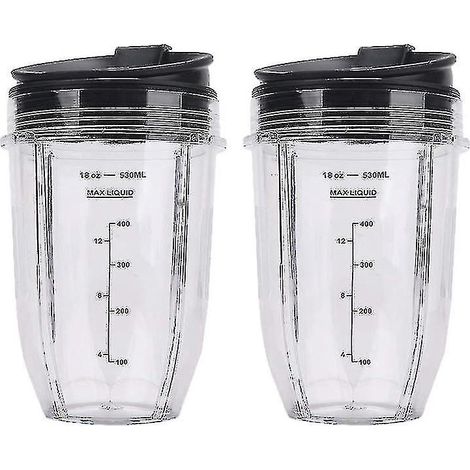 Lot de 2 gobelets de rechange de 532 ml (18 oz) avec couvercle pour blender Ninja Auto IQ BL480, BL642, BL450, BL682 et BL480 (1/5)