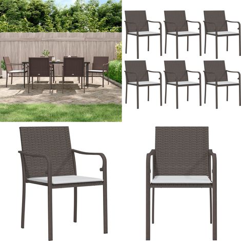 Gartenstühle mit Kissen 6 Stk. Braun 56x59x84 cm Poly Rattan - Gartenstühle - Outdoor Möbel - Terrassentisch - Lounge Set - Gartenlounge - Home & Living (1/5)