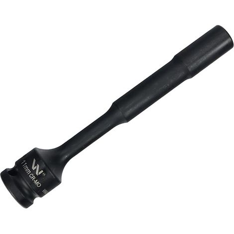 Vaso de impacto de 1/2", hexagonal delgado, muy largo, con orificio pasante, fabricado en acero CrMo de 11 mm, longitud 150 mm, utilizado en mecánica para llaves de impacto, Waryński (1/2)