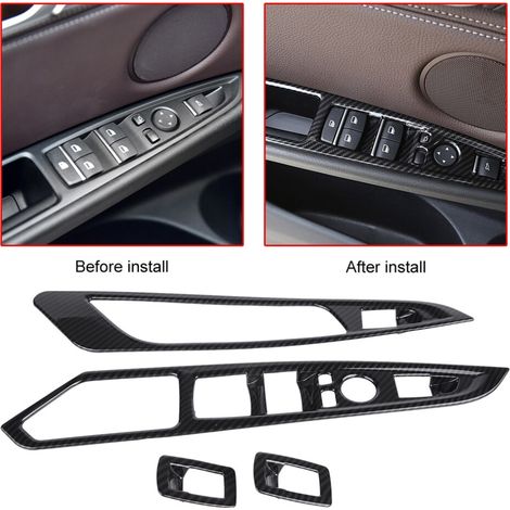Juego de 4 piezas de embellecedores de fibra de carbono para interruptores de ventanas de automóviles BMW X5 F15 X6 F16 14-18