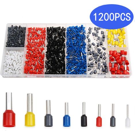 1200 pezzi Terminali a crimpare per cavi Connettori Terminali per cavi Terminali per linee di connettori Set con custodia,