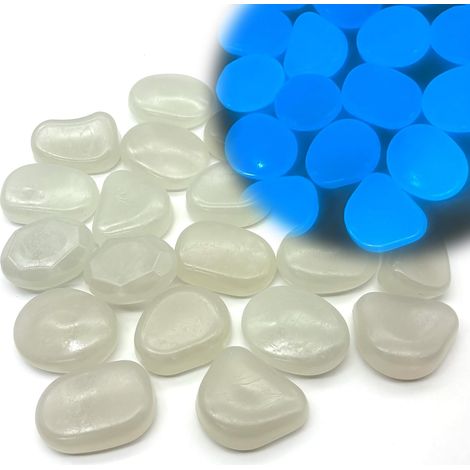 20 Pierres lumineuses, 4,5 cm, résine durable, brillent dans l'obscurité, pour jardin, aquarium, décoration
