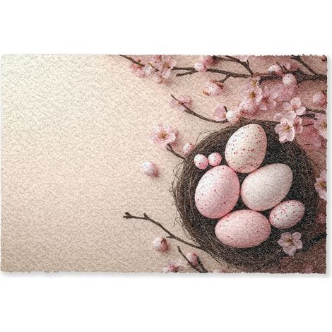 PAILLASSON Rose - Fleurs - Œufs 60x40 cm (1/5)