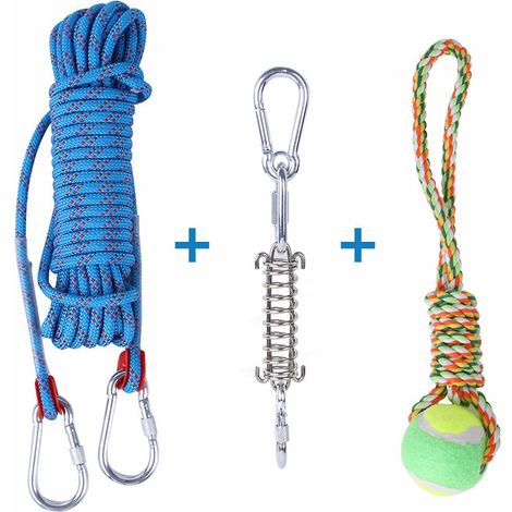 Hundespielzeug-Set mit Federstange, Hängeseil aus Baumwolle, ideal für draußen, zum Spielen und Beißtraining.
