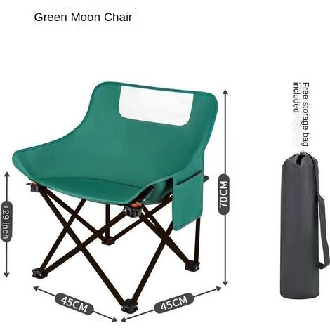 Chaise de camping New Moon, chaise pliante de plage, fauteuil inclinable portable, tabouret de pêche, table et chaise de pique-nique, verte, épaisse et renforcée, avec sac de rangement (1/5)