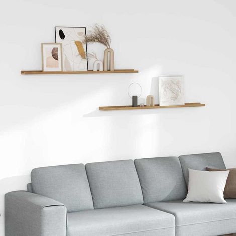 Wall Shelf 2 pcs Brown 115 x 9 x 3 cm Engineered Wood vidaXL