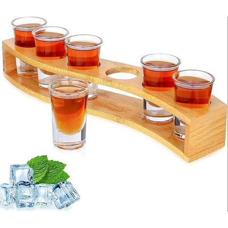 Set de verres à liqueur avec plateau de service - 6 verres de 30 ml à base lourde - Idéal pour soirées, fêtes et cadeaux (1/5)