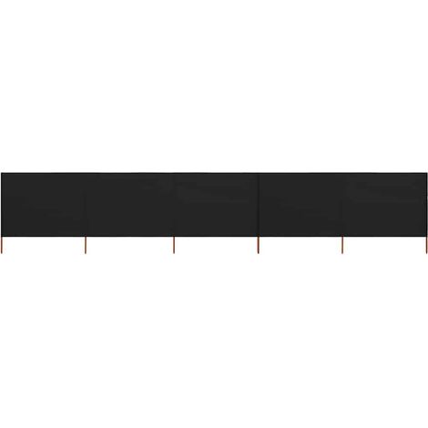 5-teiliges Windschutzgewebe 600 x 80 cm Schwarz