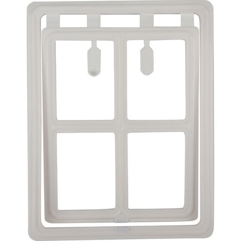 Porte pour animaux de compagnie (chiot, chat) en plastique avec fermeture magnétique et volet de sécurité pour fenêtre moustiquaire (blanc, taille XL)