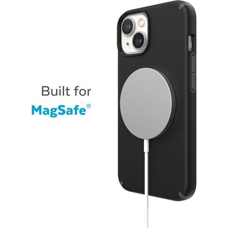 Funda Speck CandyShell Pro + MagSafe para iPhone 14 Plus con revestimiento Microban (Negro/Gris pizarra) (1/5)