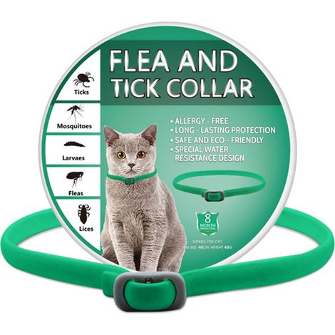 Collier Anti Puces - Pour Chat - Résistant À L Eau - À Base D Huiles Essentielles Naturelles - Réglable - 1 Pièce (1/5)