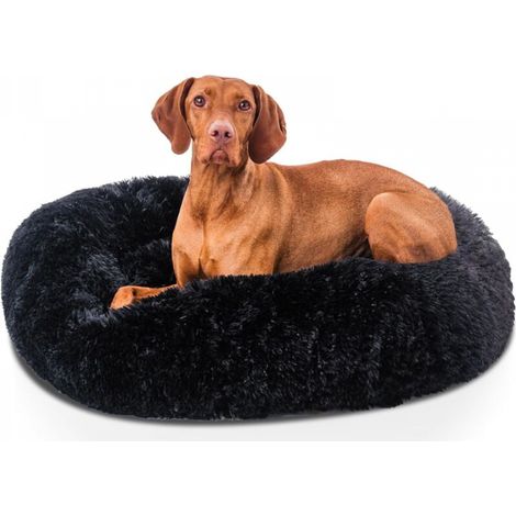 Coussin rond en fausse fourrure pour animaux - Noir (1/5)
