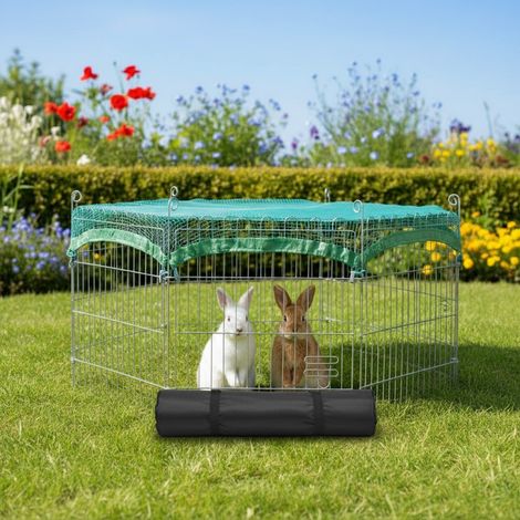 Parc Enclos avec tapide de sol Extérieur grillage en métal petit animaux Taille S Maison été 2710