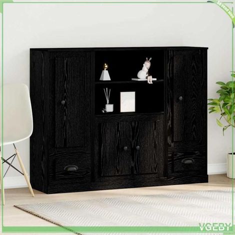 Highboard - 3333078 - Chêne noir texturé - Bois d'ingénierie - 4 portes et tiroir, 132×35,5×103,5 cm (1/5)