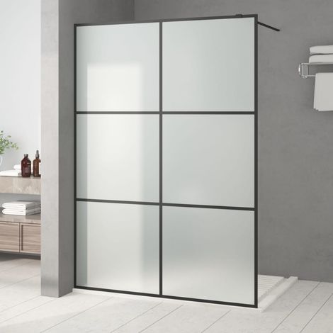 Paroi de douche Paroi de baignoire - Noir 140x195 cm Verre ESG dépoli BV122971 - BonneVie (1/5)