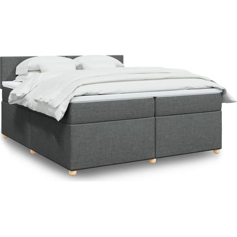 Boxspringbett mit Matratze Dunkelgrau 200x200 cm Stoff
