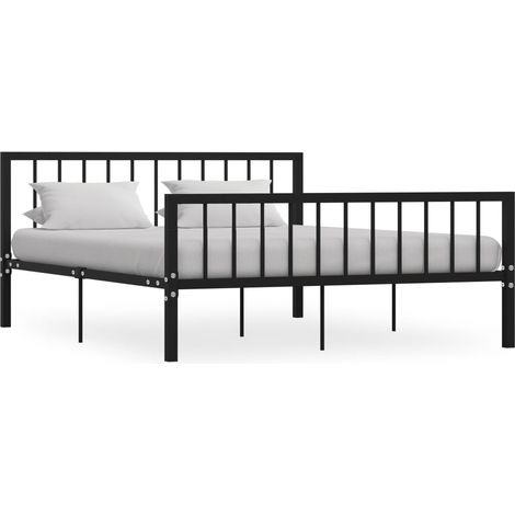 Cadre de lit sans matelas noir métal 160x200 cm