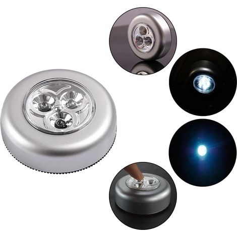 Lampe tactile LED Pat Light Veilleuse de nuit d'urgence Lampe de bureau pour armoire murale Lampe de coffre de voiture (3 lampes) 3 pièces (1/4)