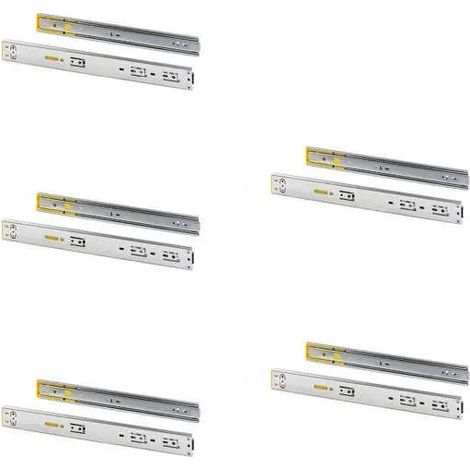 Emuca Set mit 5 Sätzen Schubladenführungen, Kugel, Höhe 45 mm, Tiefe 400 mm, Vollauszug, mit Druck, sanftes Schließen (1/3)