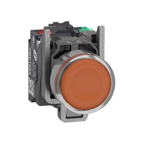 Pulsante luminoso LED 1NA+1NC arancione 22mm 24VAC/DC Push-In - XB4BW35B55