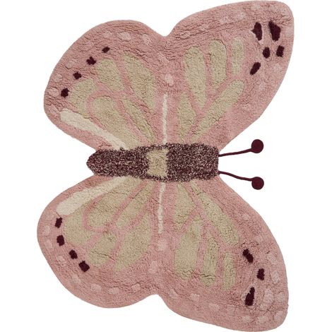 Kids Rug Pink Cotton 90 x 120 cm Tufted Butterfly Shaped GRAYLING (1/5)