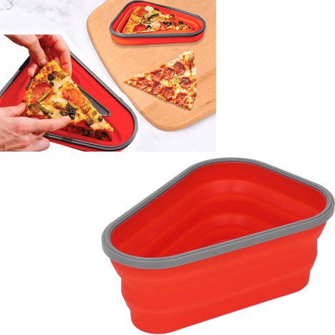 Boîte de rangement pliable pour pizzas, triangulaire, extensible et réutilisable, en silicone, avec 5 séparateurs pour la maison (1/5)