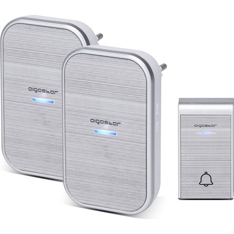 Aigostar Campanello Wireless Argento 36 Suonerie 150m IP44 2 Ricevitori E1