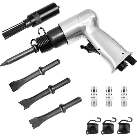 Pneumatic Needle Stripper, Compressed Air Needle Stripper 19 Needles and Pneumatic Hammer Gun 4 Chisels, Paint Remover for Automotive Mechanics (1/5)