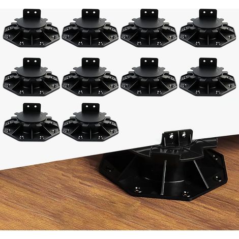 Packung mit 10 höhenverstellbaren Stützfüßen, 30–60 mm verstellbare Füße, Terrassenfüße, Terrassendielen, Bodenstützen, Terrassenerhöhungen, Unterkonstruktionslager für Terrassendielen, Paneele und Pl (1/5)