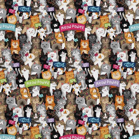 Tela Oxford decorativa para exteriores - Motivo de desfile de gatos con eslóganes I DX534 (1/5)