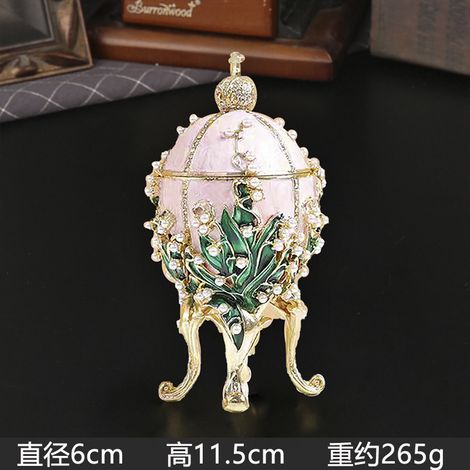 Boîte à bijoux en émail rose, décor œuf en émail, boîte vintage (1/2)