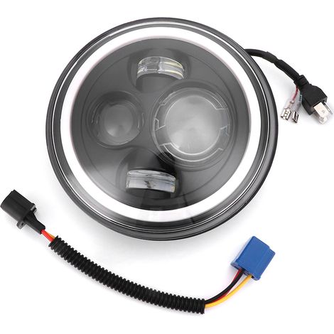 7-Zoll-Rundscheinwerfer mit LED-Beleuchtung, Halo-Kurvenlicht, Tagfahrlicht und Blinker.