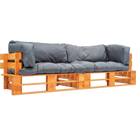 Canapés de jardin palette 2 pcs avec coussins-Salon de jardin Sofa extérieur gris pinède 776743 (1/5)