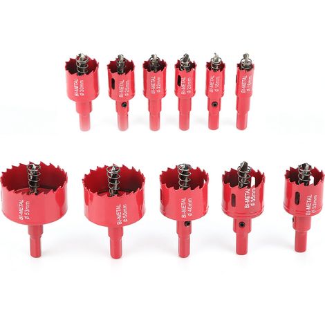 Ensemble de 11 scies cloches bimétalliques en acier rapide M42 de 16 à 53 mm avec foret à carottage