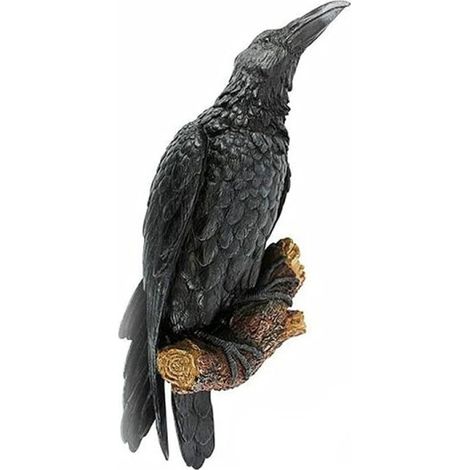 Fausse statue de corbeau en résine, sculpture d'oiseau corbeau, décoration extérieure pour Halloween, créative pour le jardin (1/5)