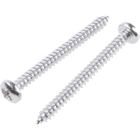 Vis autotaraudeuse RS PRO, N°6 x 38mm, tête Cylindrique, en Acier Inoxydable ( Prix pour Boîte de 100 )