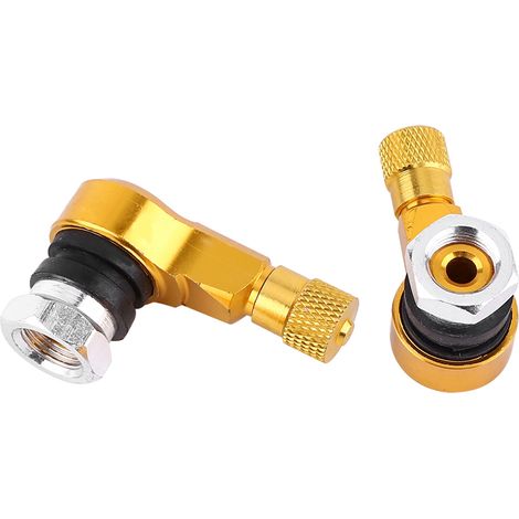 Jeu de 2 embouts dorés 90° pour tige de valve de pneu moto en aluminium 11,3mm universel (1/3)