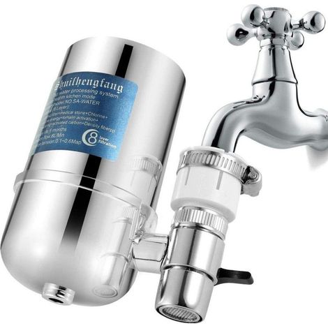 Filtre à Eau du Robinet, 8 Couches de Purification au Charbon et Céramique, Enlève Impuretés, Chlore, Eau de Javel, vers, Installation Facile - S’adapte sur Tous Les Robinets Standards (1/5)