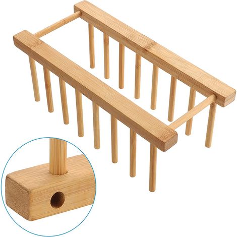 Estante de secado de madera Estante para vajilla de bambou Soporte de almacenamiento para utensilios de cocina multicapa (1/5)