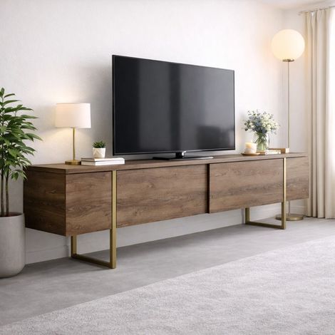 TV-Möbel Luxus Walnuss Gold Melamin 180x50x30 cm