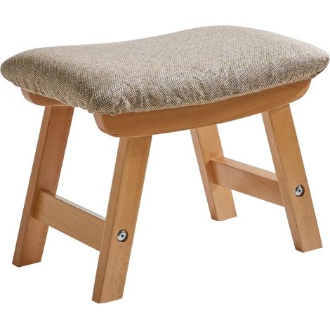 Pouf Ottoman, Siège, Repose-Pieds, Cadre en Bois Robuste Housse Amovible et 4 Pieds en hêtre pour Chambre à Coucher, Salon et Cuisine (Pied Naturel + Coussin Beige),YDEU-1358 (1/5)
