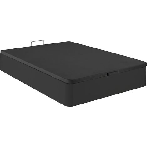 Vente-Unique – Sommier coffre 160 x 200 cm – Noir mat – Capacité de rangement 756 L – Ouverture verticale – Éco-responsable fabriqué en Europe