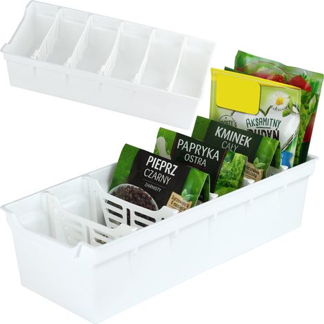 Primpol - Organizzatore di spezie, contenitore, cassetto, bianco