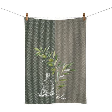 Huile et Olive - Torchon en coton 50 x 70 cm
