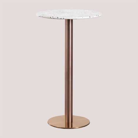 Tavolo da bar rotondo alto in terrazzo (Ø60 cm) Malibu SKLUM         Oro Rosa   