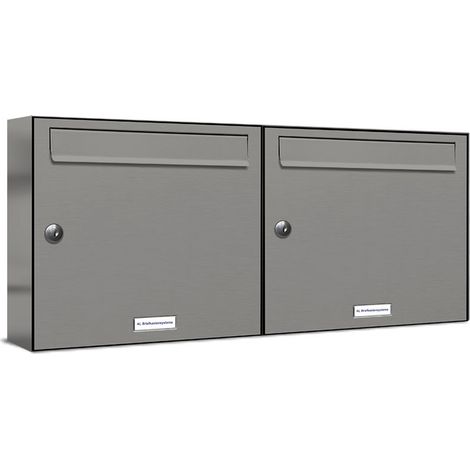 2er Premium Briefkasten Aluminiumgrau RAL Farbe 9007 für Außen Wand Postkasten 2x1 (1/5)